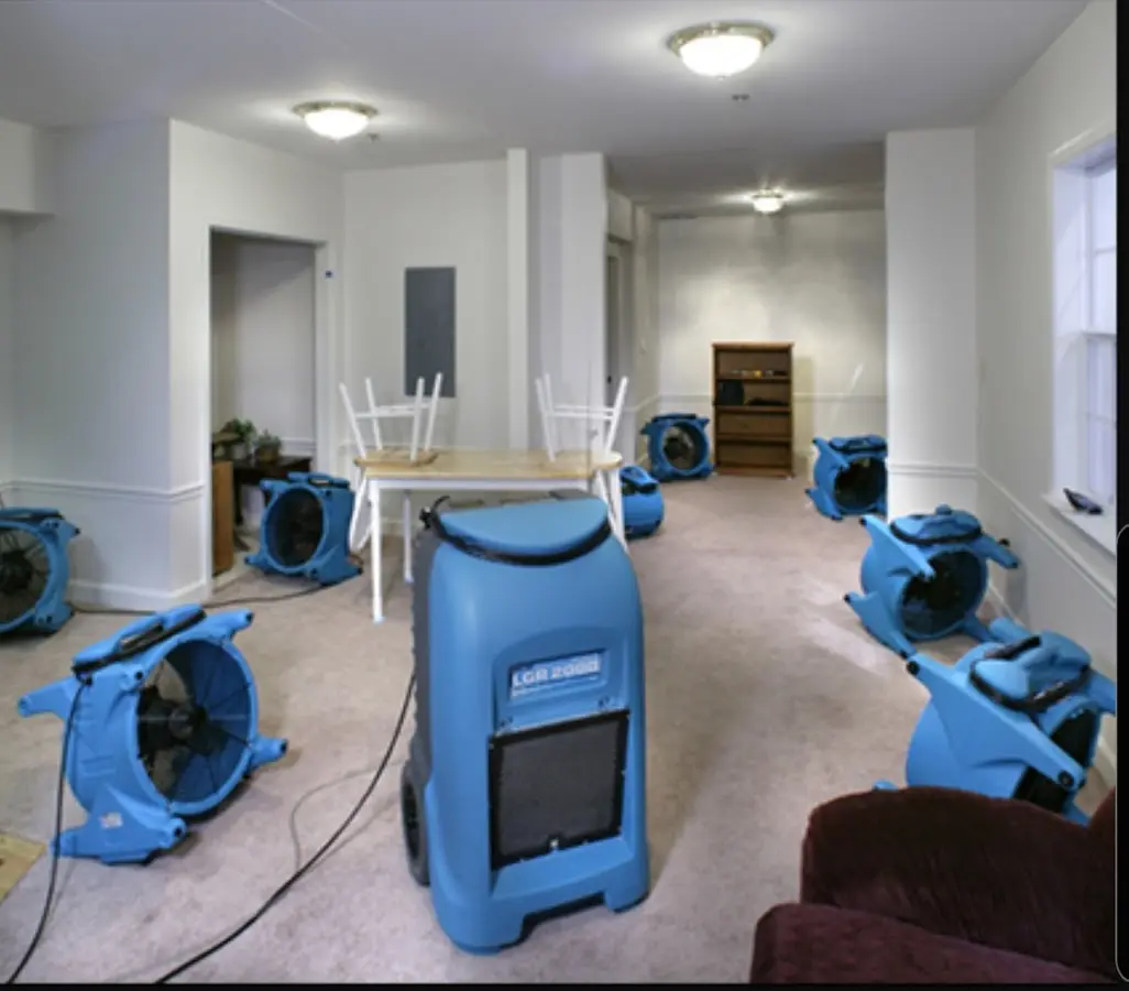 Air movers and dehumidifier setup for Water Extraction & Removal in Hobart